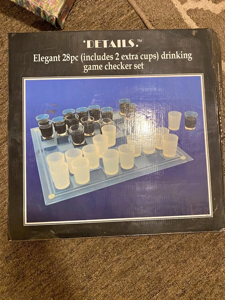 28pc Drinking Game Checker Set with Glass Board