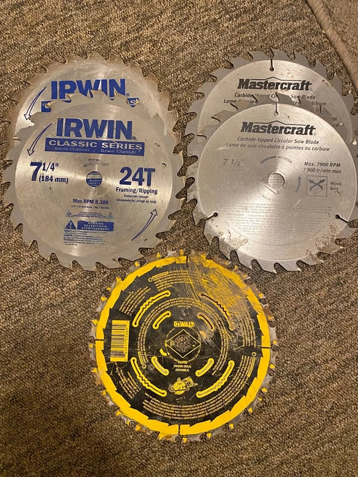 7 1/4" Circular Saw Blades Lot – DeWalt / Irwin / Mastercraft