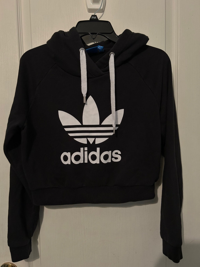 Adidas black crop hoodie