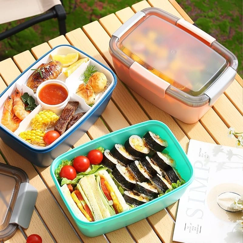 (3 Pcs) Salad Lunch Container with 4 Compartment Tray (68oz) - photo 3