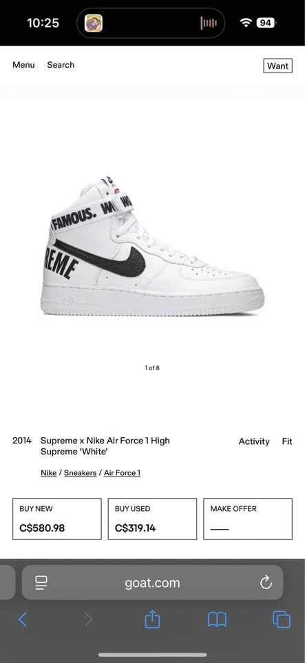 Supreme x Nike Air Force 1 High Size 9 - photo 5