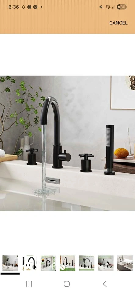 Matte Black Roman Bathtub Faucet Set with Hand Shower