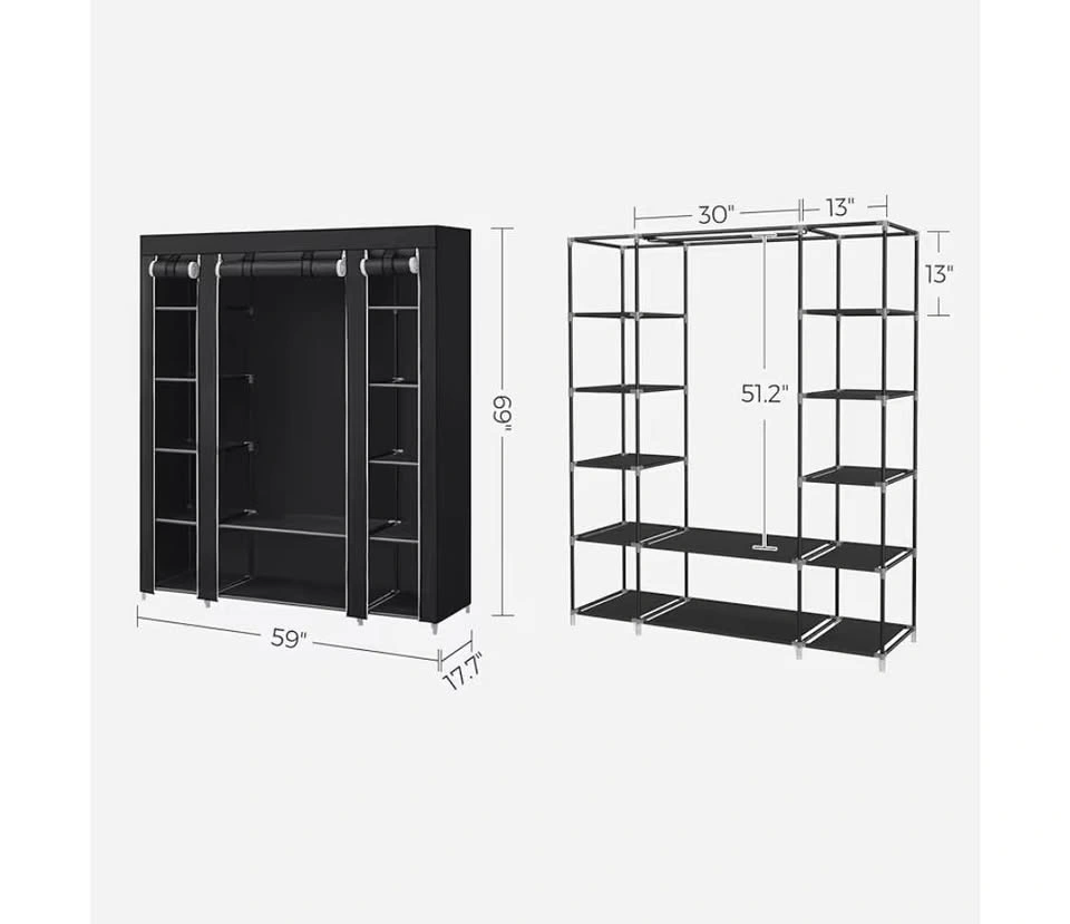 Black Portable Closet Wardrobe Organizer - photo 3