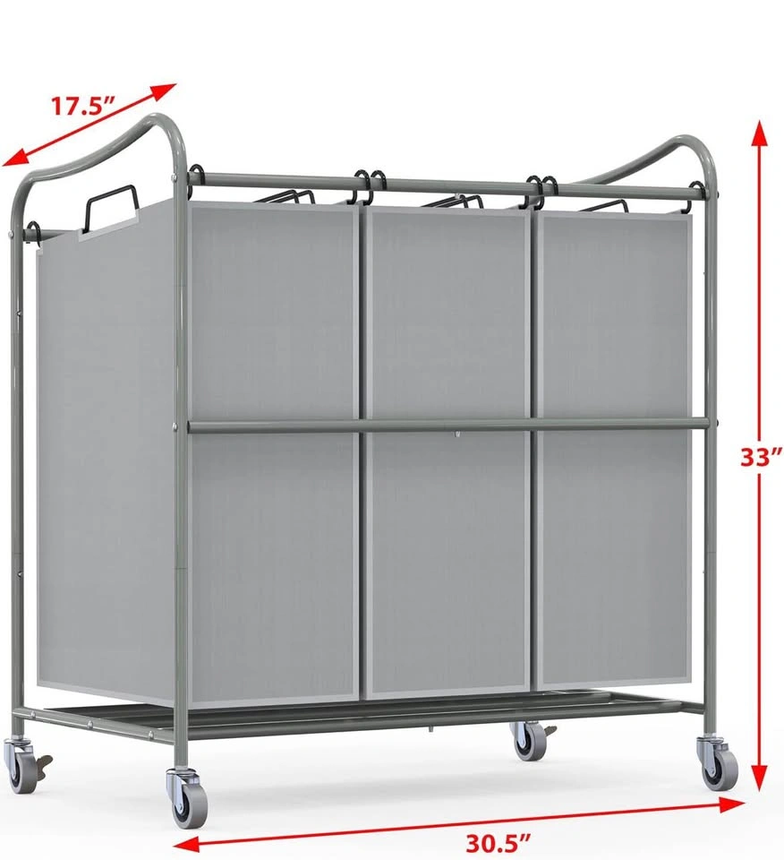 3-Bag Rolling Laundry Sorter w/ Removable Bags - photo 3