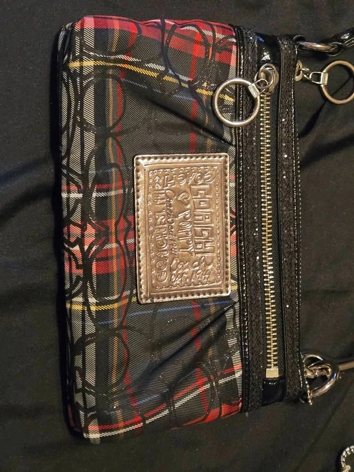 Coach Poppy Tartan Sparkle Wristlet Wallet Clutch - photo 2