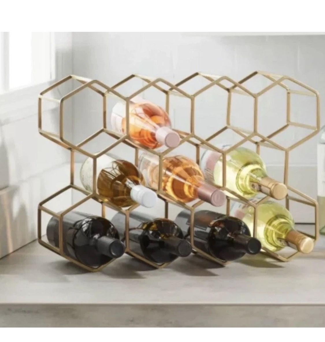 Evergreen 11 Bottle Wine Rack - Gold - photo 3