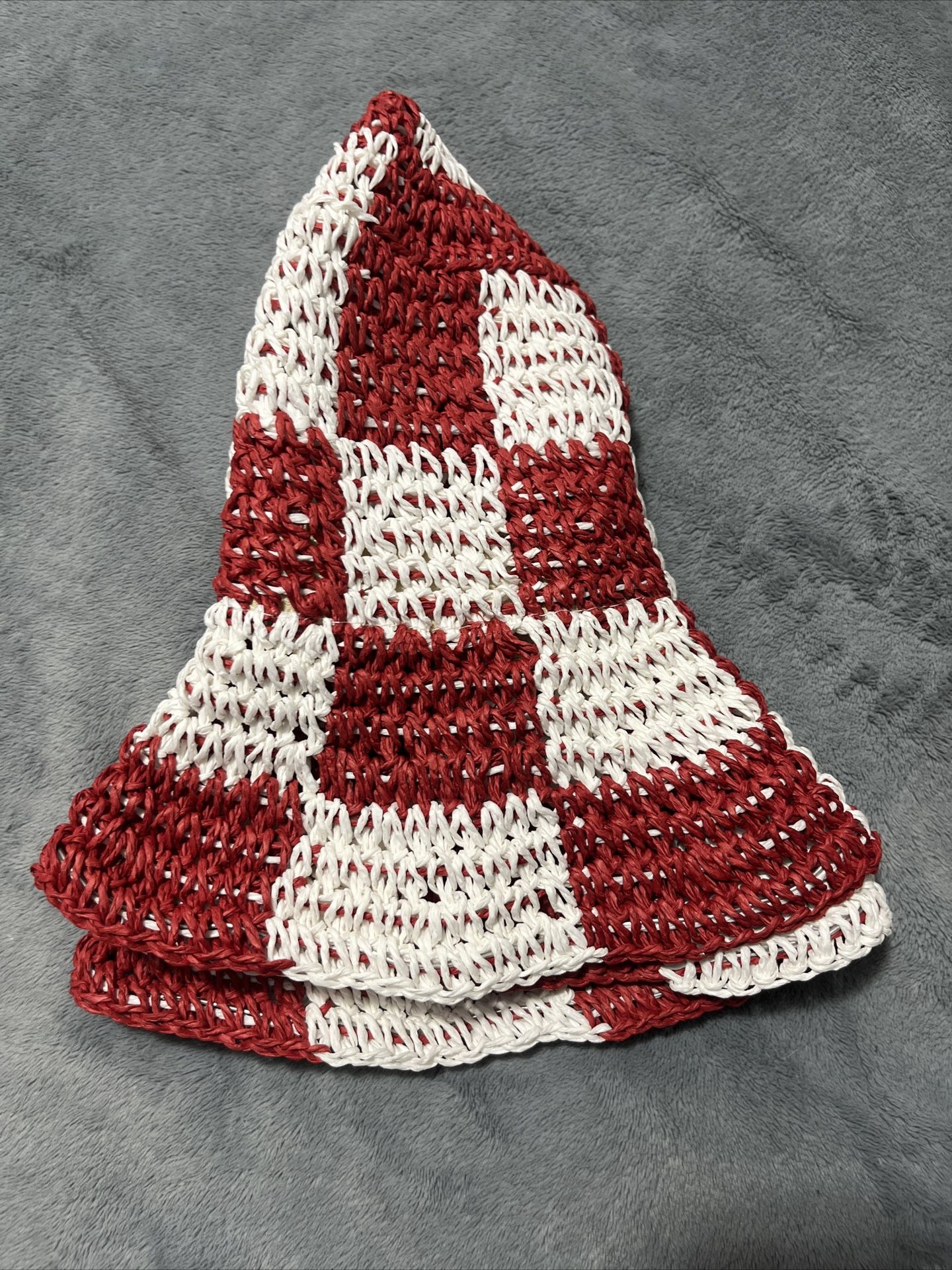 Adjustable Summer Floppy Checkerboard Red And White Hat - photo 4
