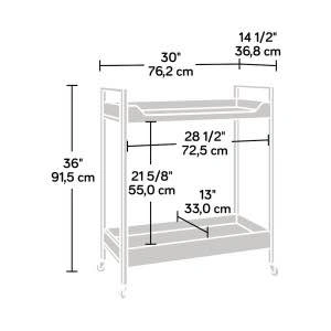2-Tier Bar Cart – Rolling Serving Cart, Wood & Black Metal - photo 4