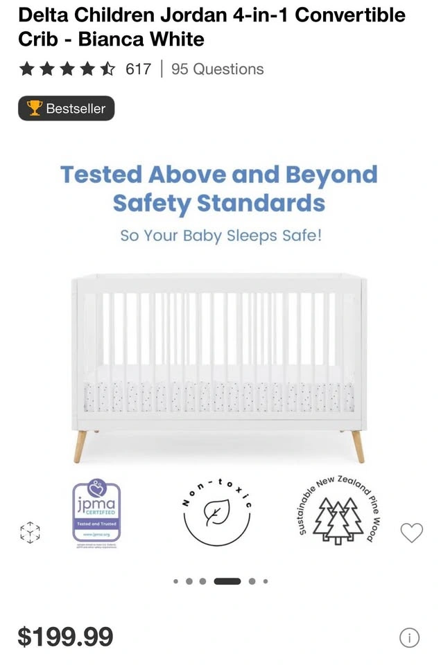 Delta Children Jordan 4-in-1 Convertible Crib - Bianca White - photo 3