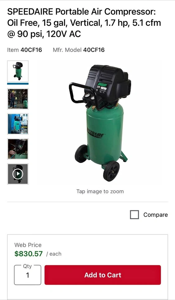 Brand New Portable Air Compressor - 15 gal Vertical