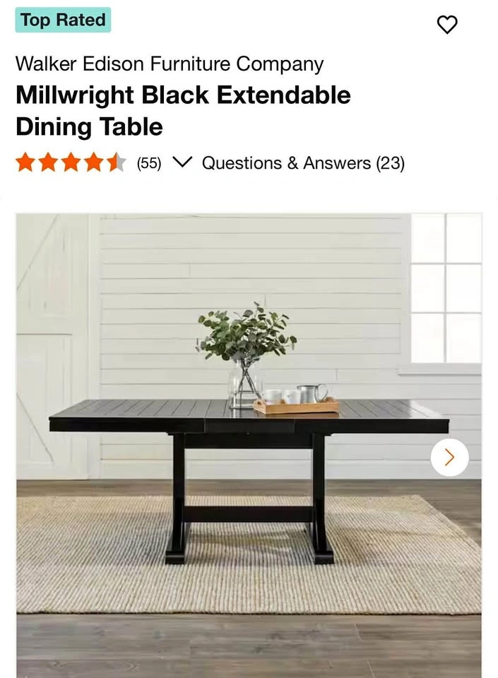 Millwright Black Extendable Dining Table