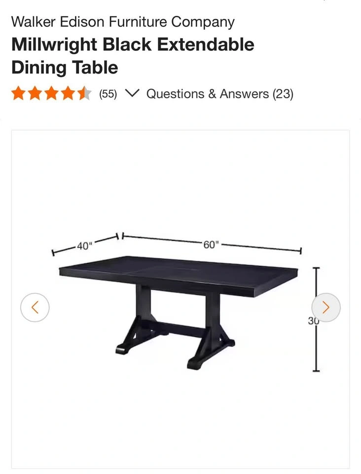 Millwright Black Extendable Dining Table - photo 3