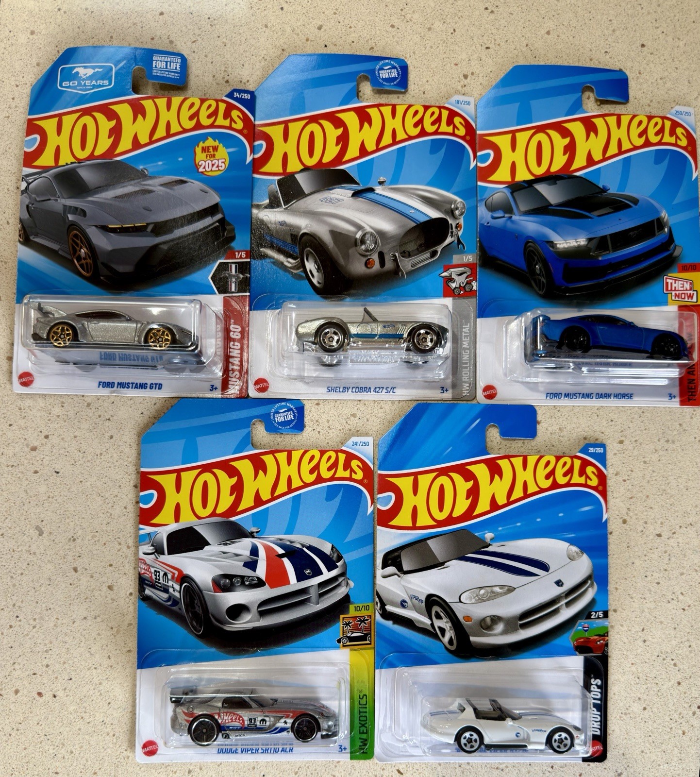 Hot Wheels American Muscle Lot of 5 - Viper ACR, Cobra, Mustangs