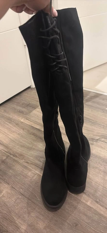 Black Faux Suede Knee High Boots - Size 8.5 - photo 3