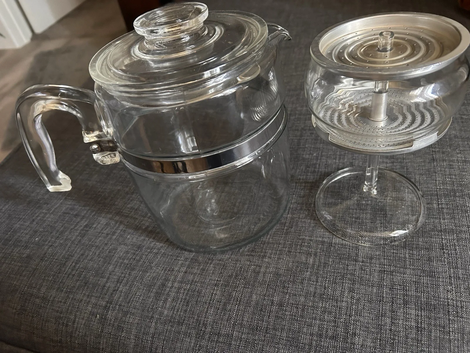 PYREX Clear Glass Coffee Pot w/ Lid & Percolator - 3 Pc Set - photo 3