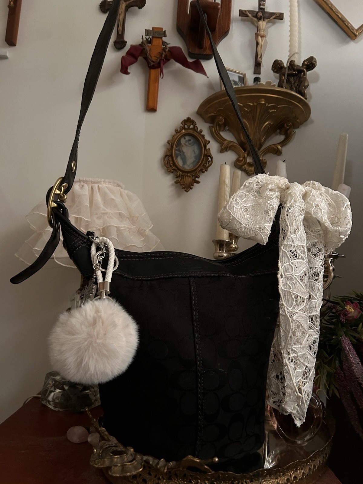 Coach Signature Black Crescent Hobo Shoulder Bag - photo 2