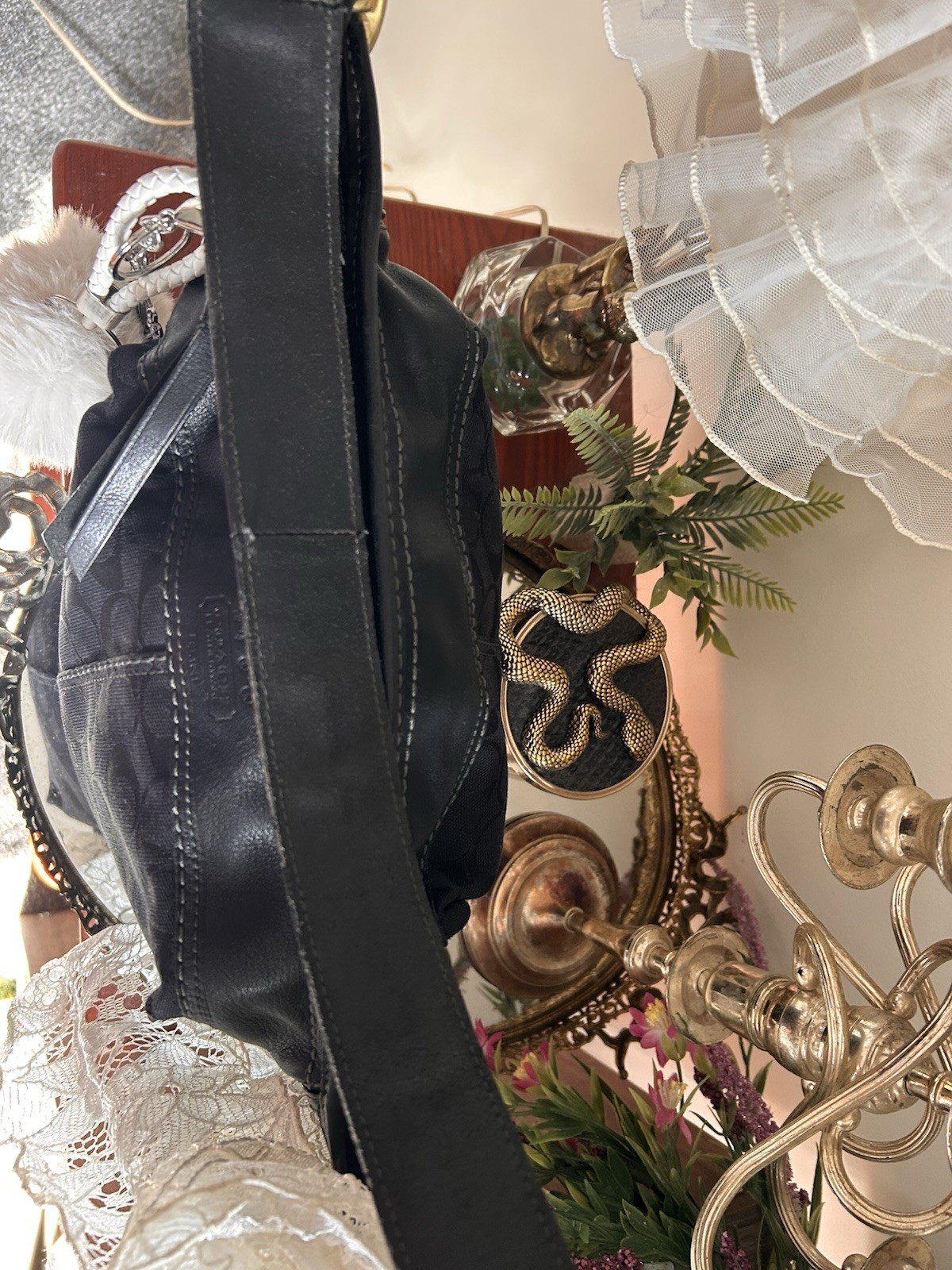 Coach Signature Black Crescent Hobo Shoulder Bag - photo 4