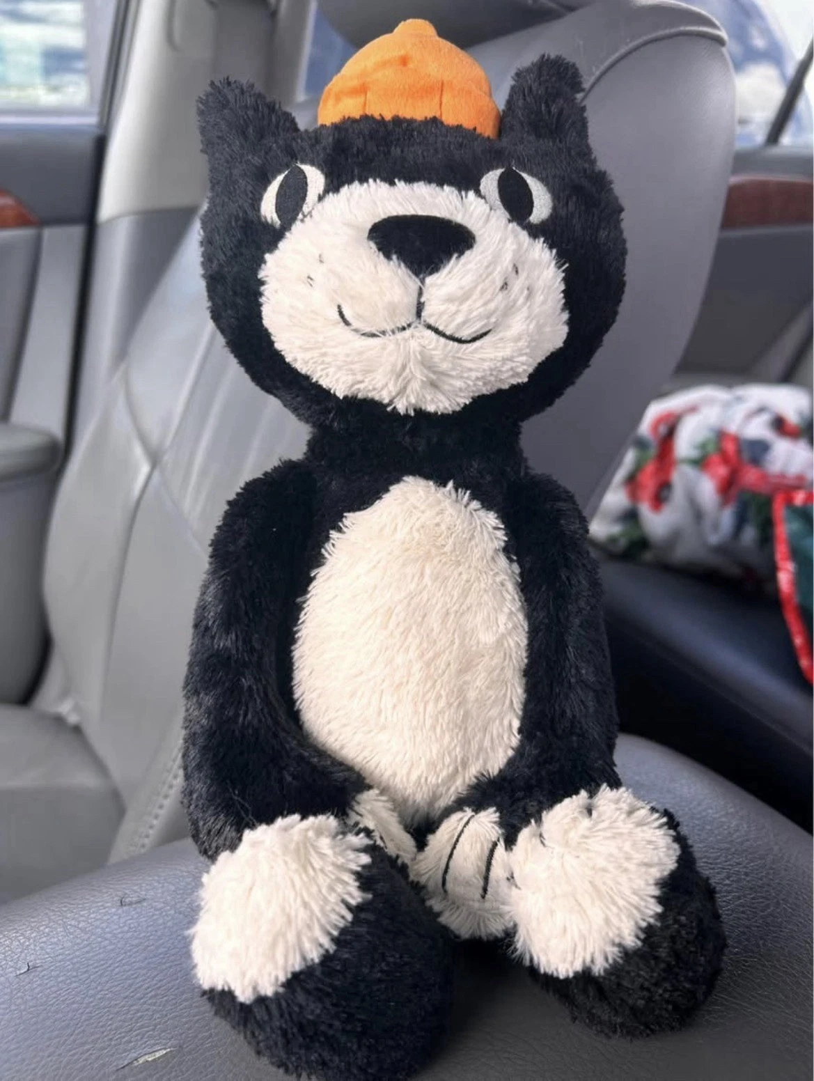 Jellycat Black Cat Plush with Orange Hat