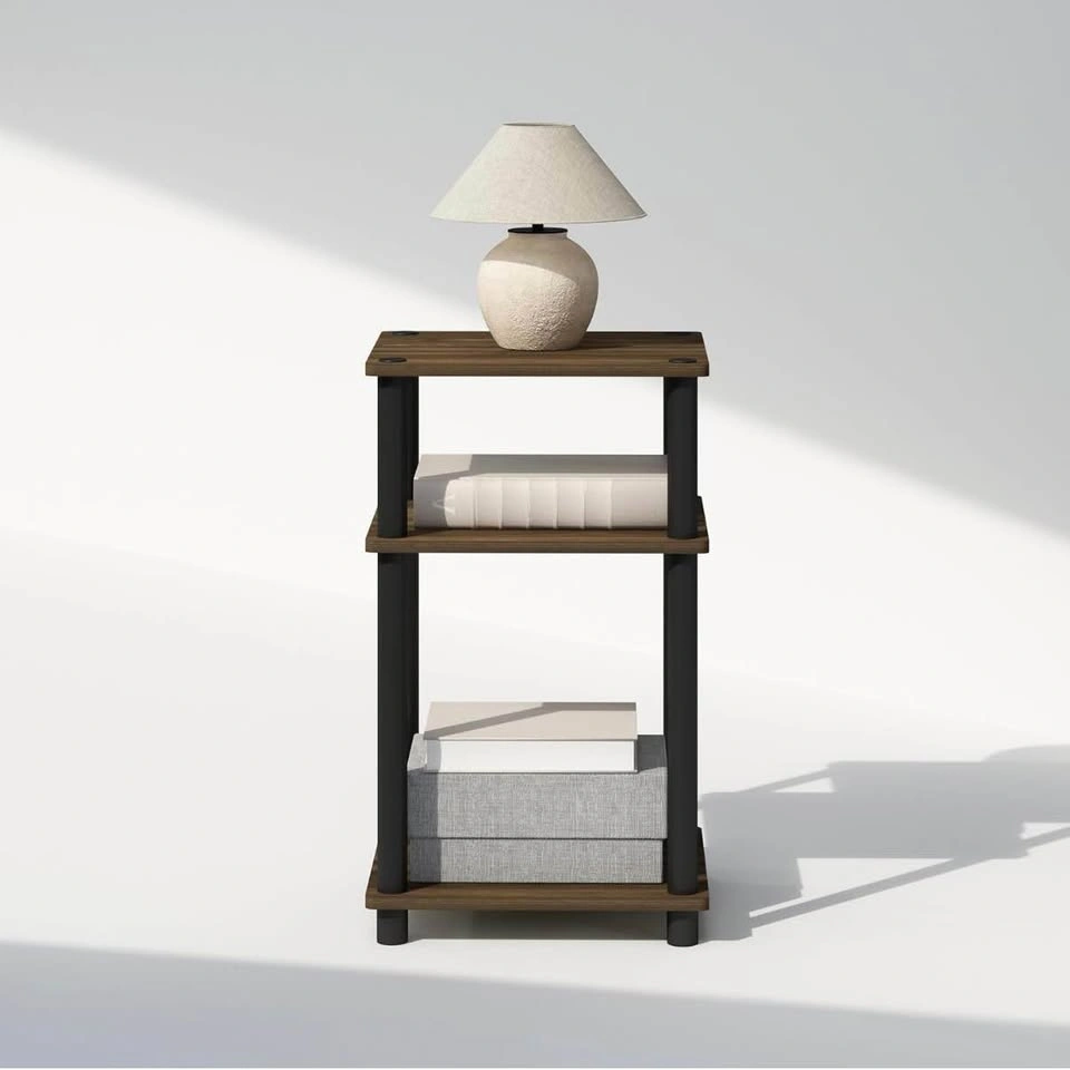 Compact 3-Tier Storage Shelf System - Organizer (Walnut/Black) - photo 2