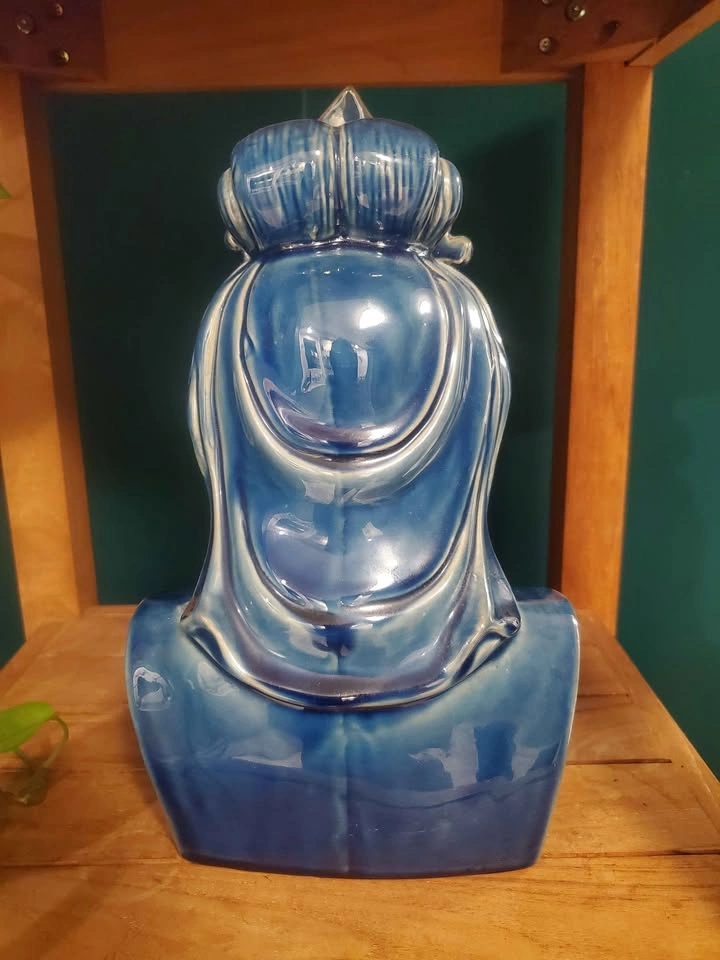 Asian Empress Ceramic Bust Woman Statue Figurine Blue Rare Zen B - photo 4