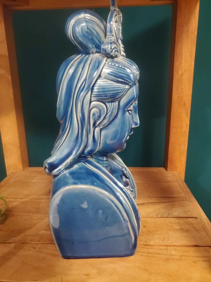 Asian Empress Ceramic Bust Woman Statue Figurine Blue Rare Zen B - photo 5