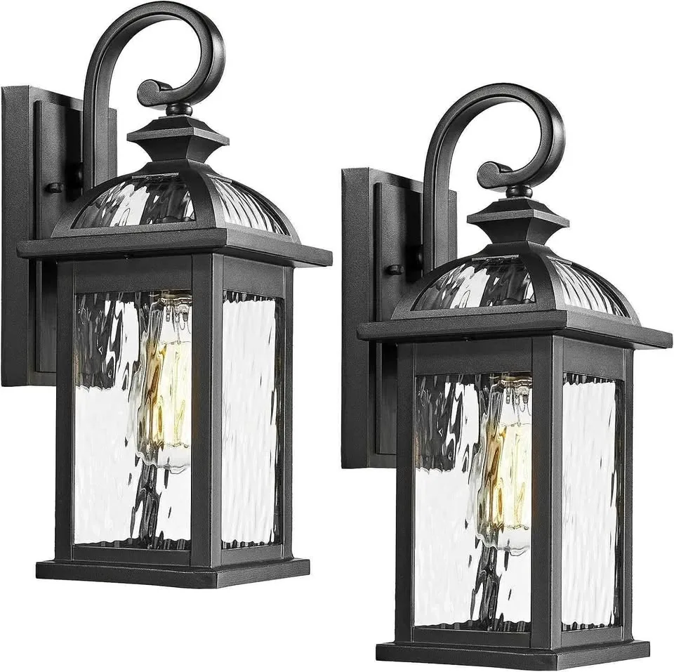 Waterproof Outdoor Wall Light – Ripple Glass, 38.2cm Tall thumbnail