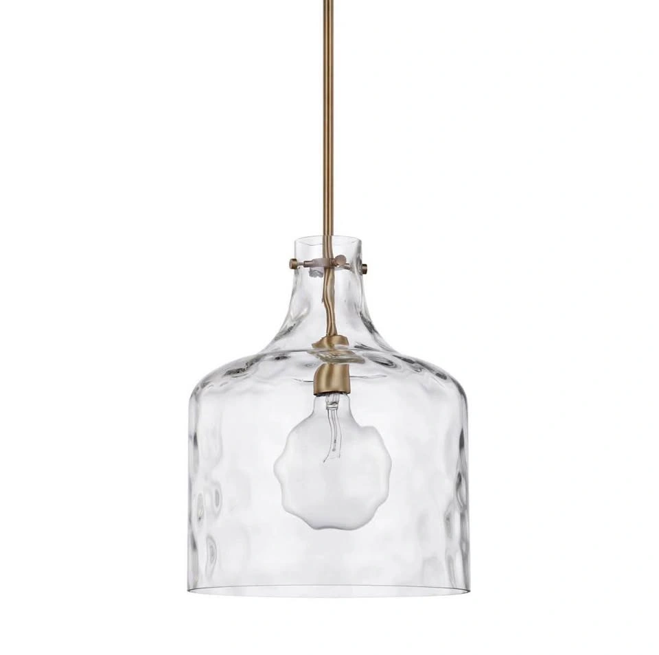 Capital Lighting 325717AD 12" 1-Light Water Glass Pendant, Aged