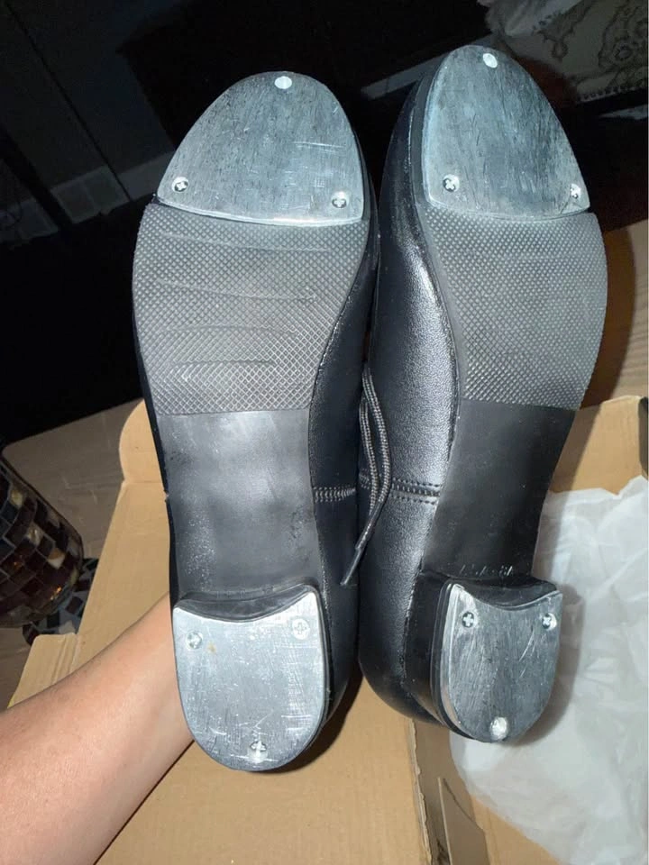 Black Leather Tap Shoes – Women’s 8 Wide (Worn Once) - photo 2
