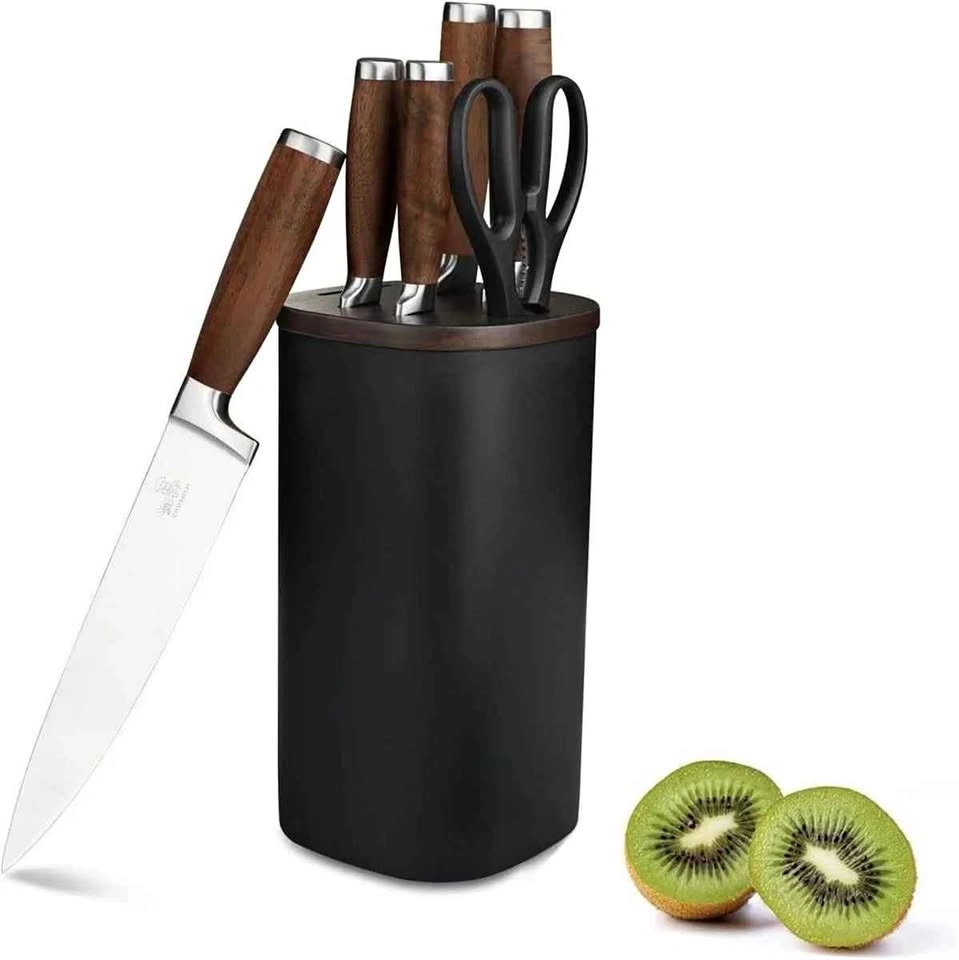 CHUSHIJI 7-Piece Stainless Steel Kitchen Knife Set with Block (W