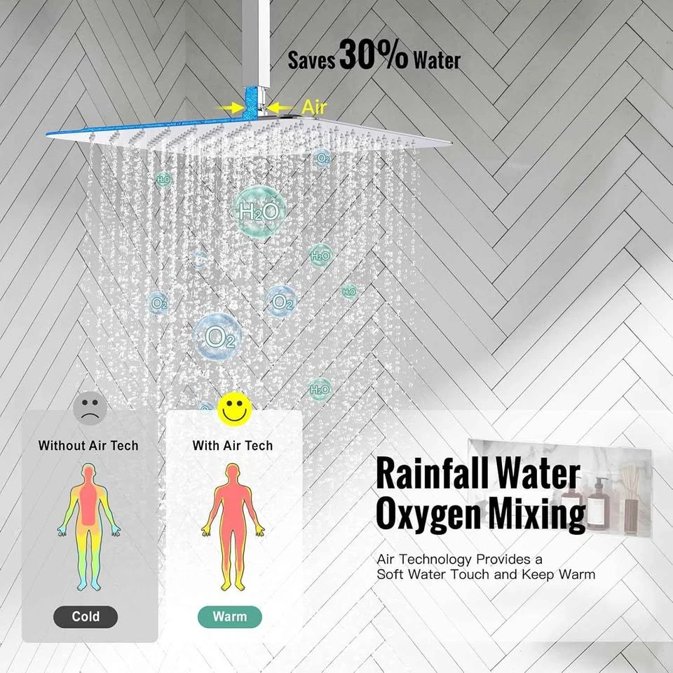 SR SUN RISE 12-Inch Ceiling Mounted Shower System (Chrome) - photo 5