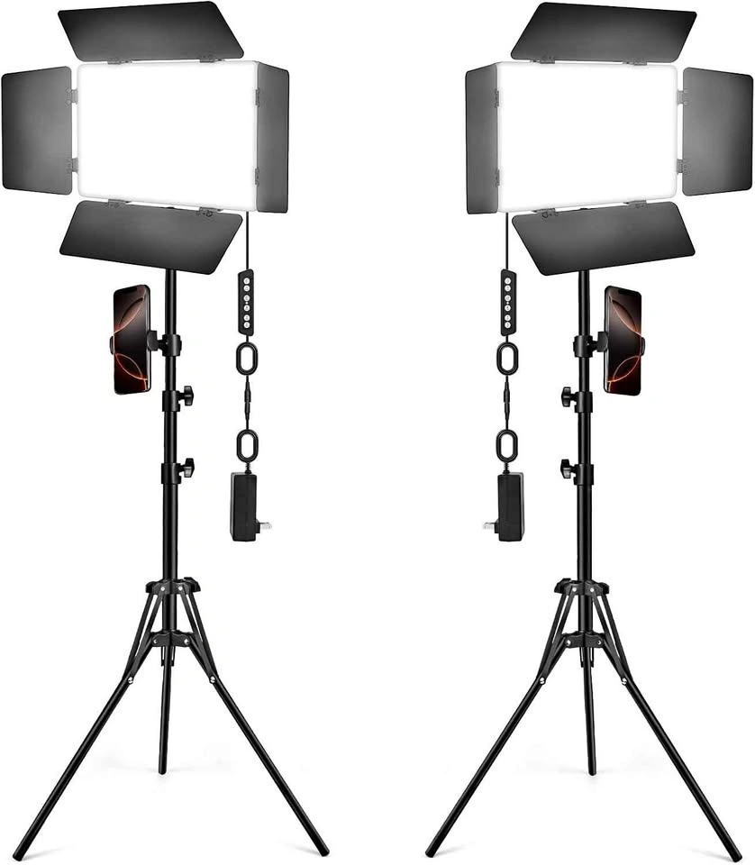 Kewaiaa 2-Pack LED Video Light Kit with Barn Doors