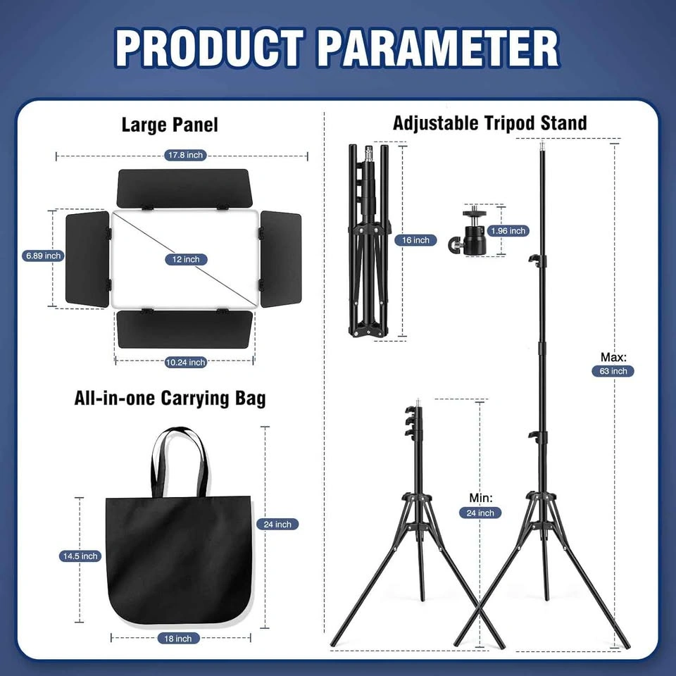 Kewaiaa 2-Pack LED Video Light Kit with Barn Doors - photo 2