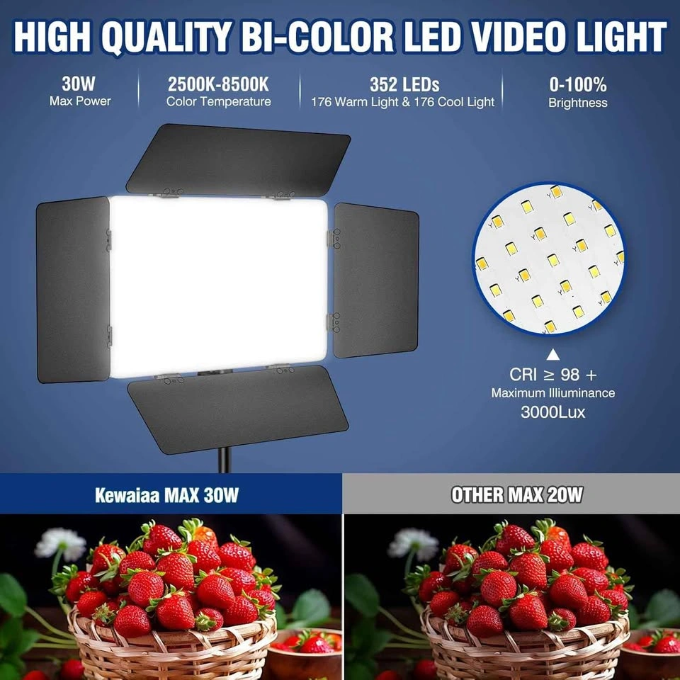 Kewaiaa 2-Pack LED Video Light Kit with Barn Doors - photo 4