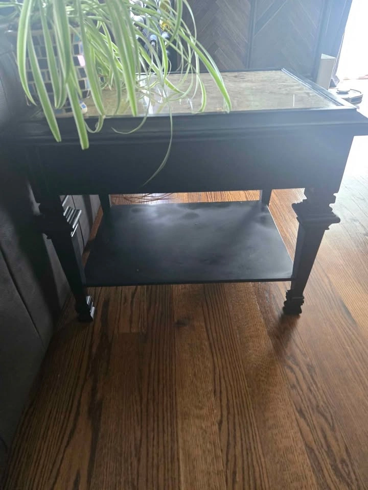 Marble Top Black Wood End Table w/ Drawer & Storage 21" x 27" x - photo 5