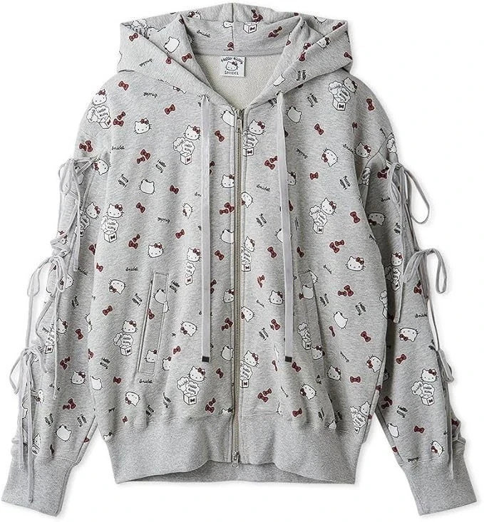 Sanrio Hello Kitty Lace-Up Hoodie Gray Women Snidel Japan Limite