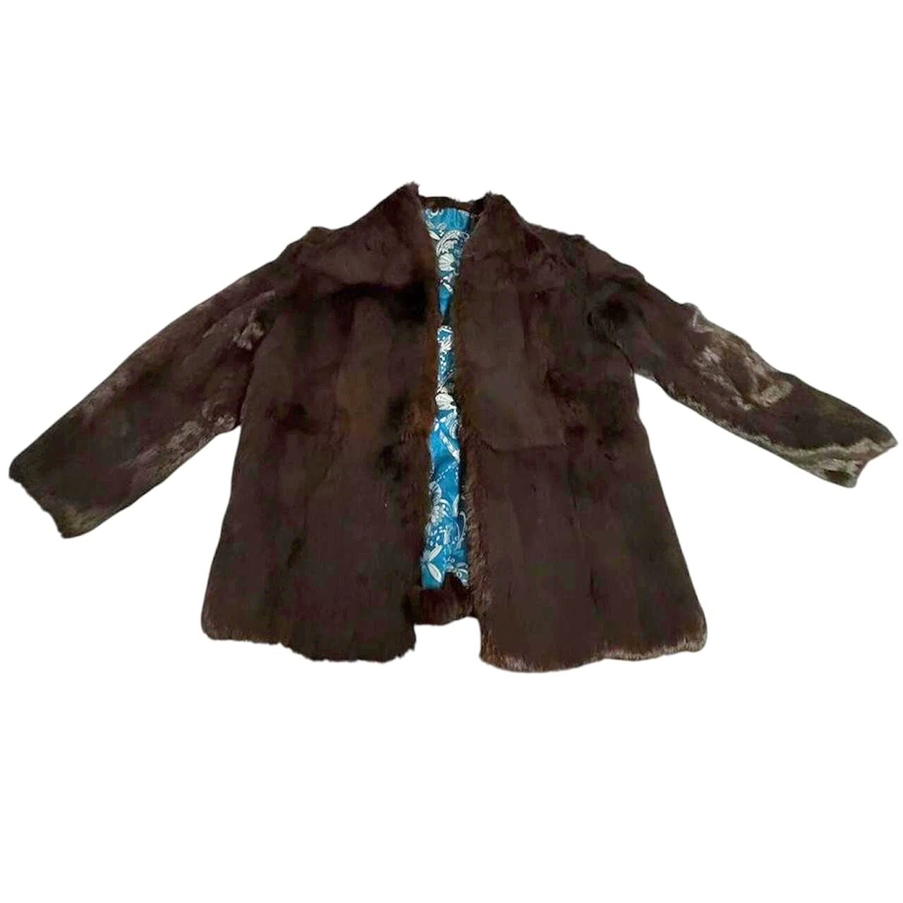 Mink Fur Coat Mob Wife Womens Sz Small Blue Floral Lining Custom - photo 3