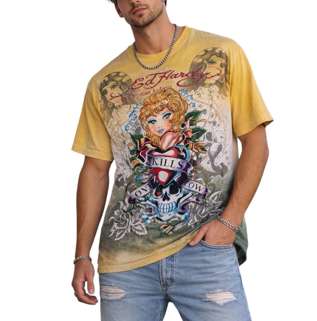 Vintage Ed Hardy Christian Audigier Y2k TShirt Multicoloured Men