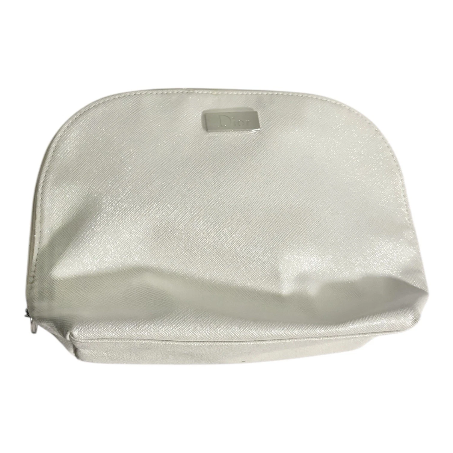 Dior Beauty Cosmetic Bag White Sparkly Zippered Small Travel Bag