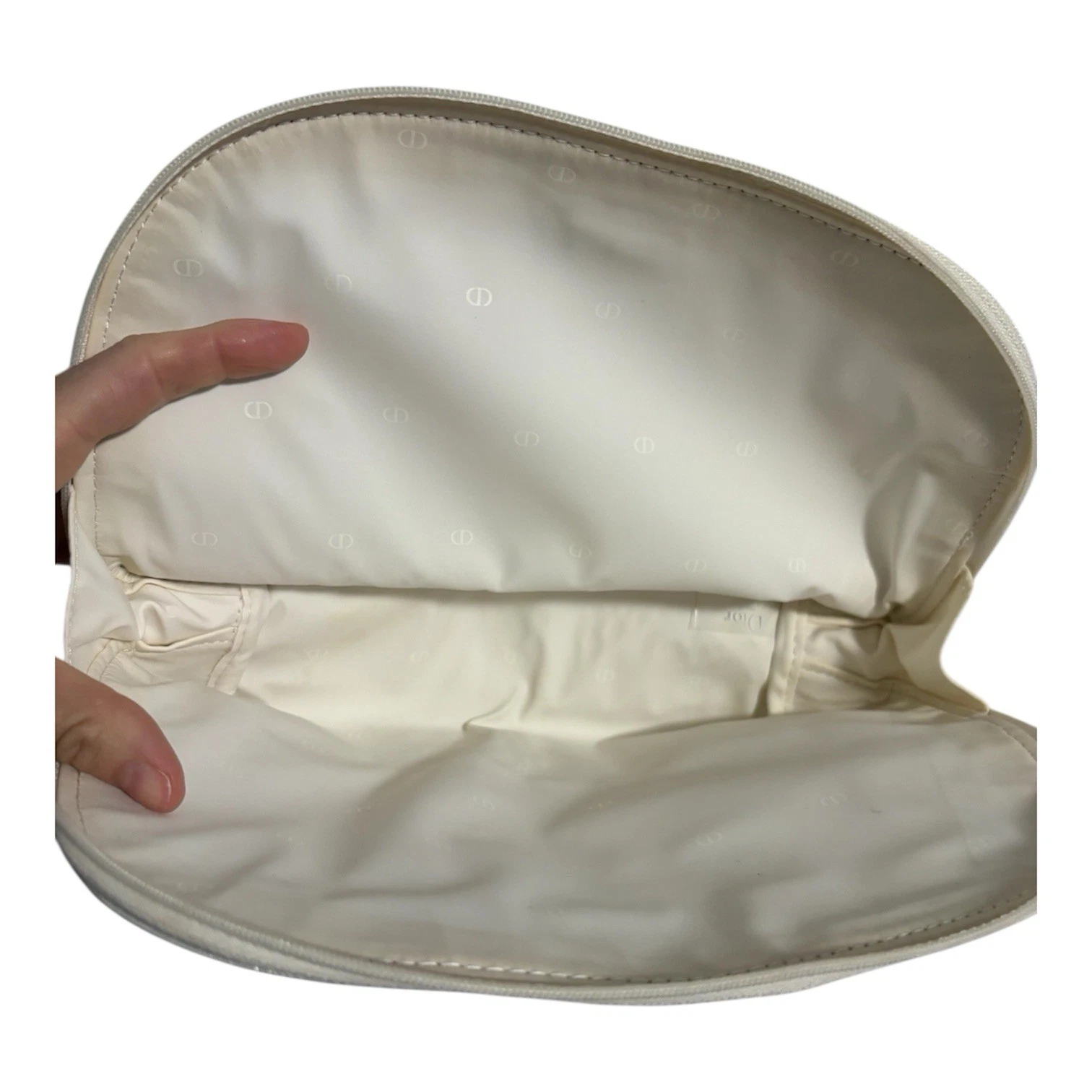 Dior Beauty Cosmetic Bag White Sparkly Zippered Small Travel Bag - photo 3