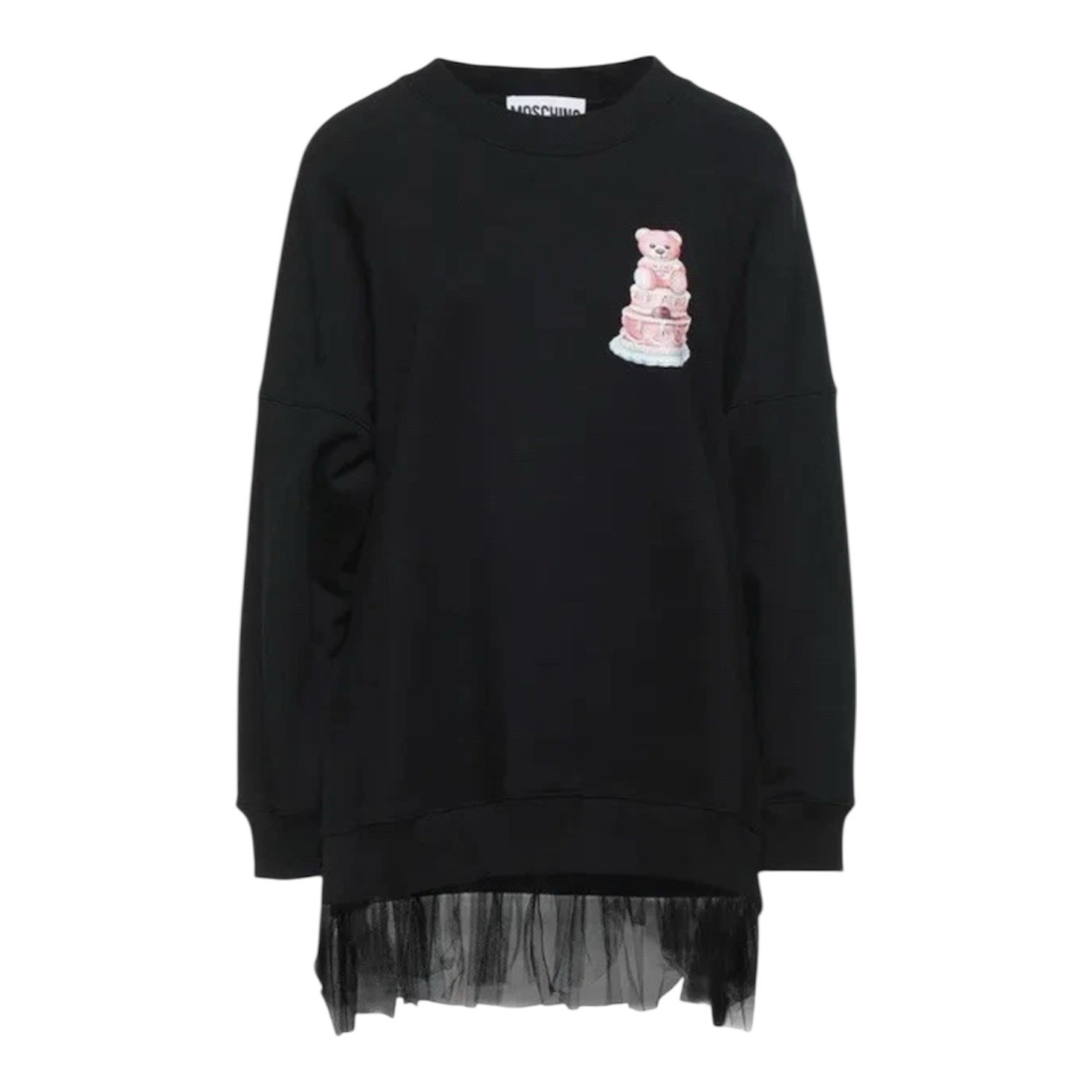 Moschino Sweatshirt Dress Teddy Cake Graphic Tulle hem Size 4 Wo
