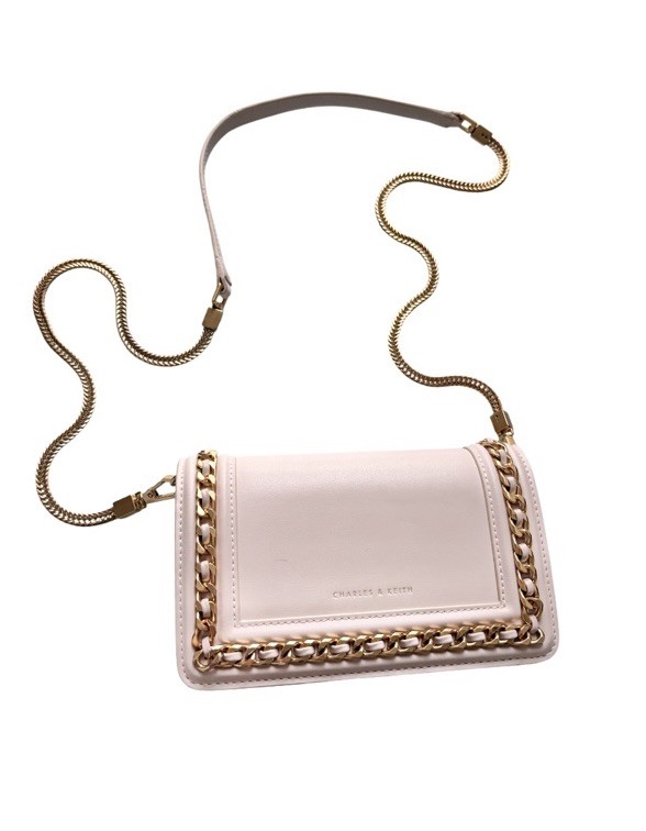 Charles & Keith Cream Gold Crossbody Bag Mini Clutch - photo 3
