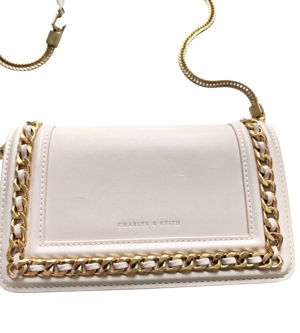 Charles & Keith Cream Gold Crossbody Bag Mini Clutch - photo 4