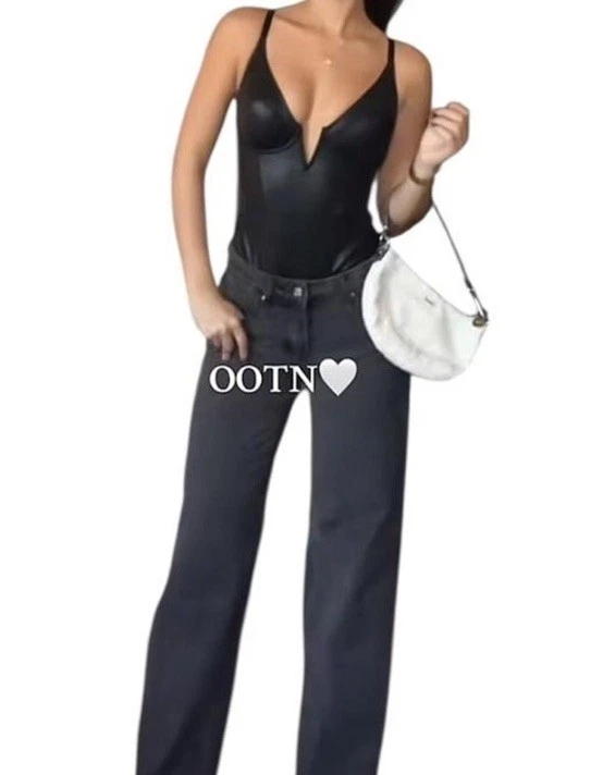 Popilush Shapewear Faux Leather Plunging V Sculpting Bodysuit - - photo 2