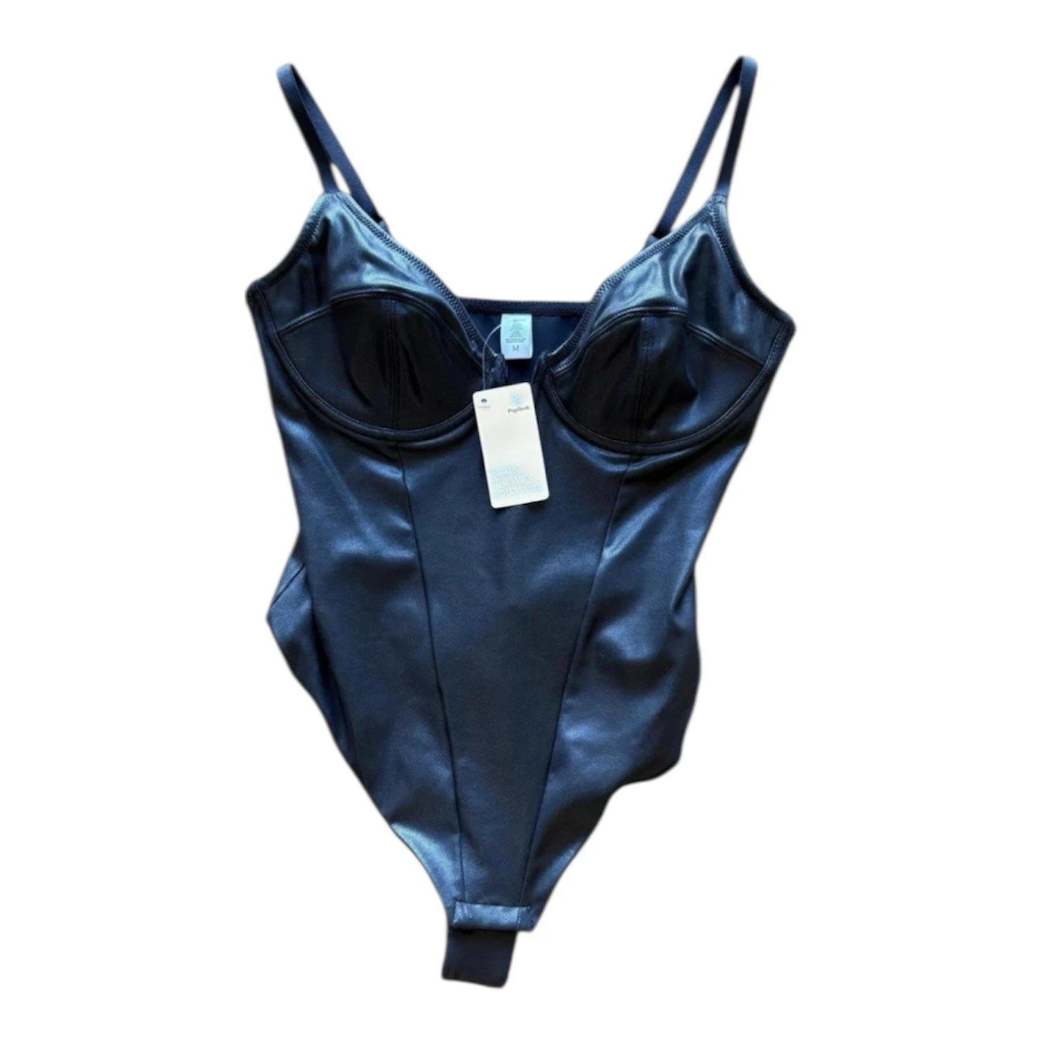 Popilush Shapewear Faux Leather Plunging V Sculpting Bodysuit - - photo 3