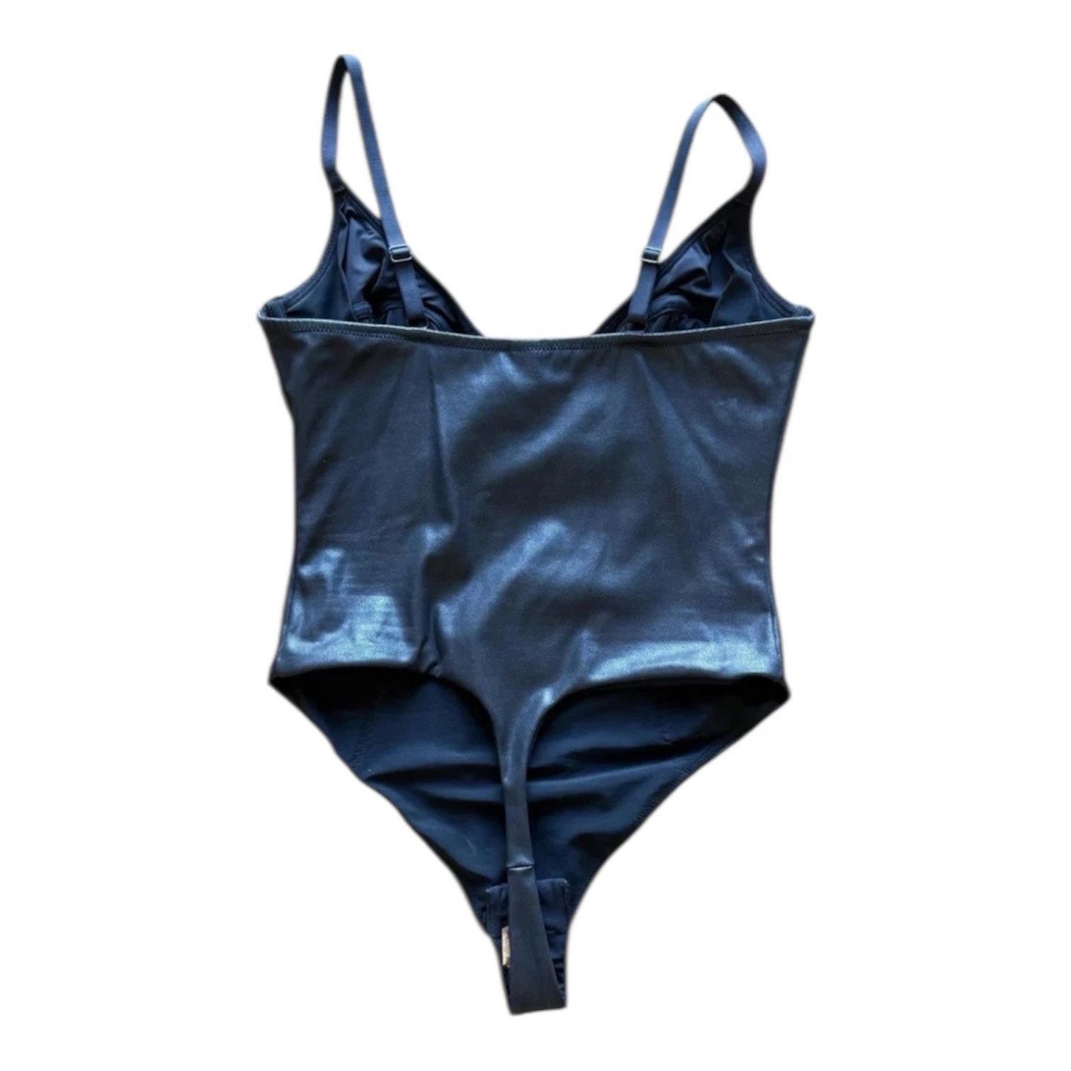 Popilush Shapewear Faux Leather Plunging V Sculpting Bodysuit - - photo 4