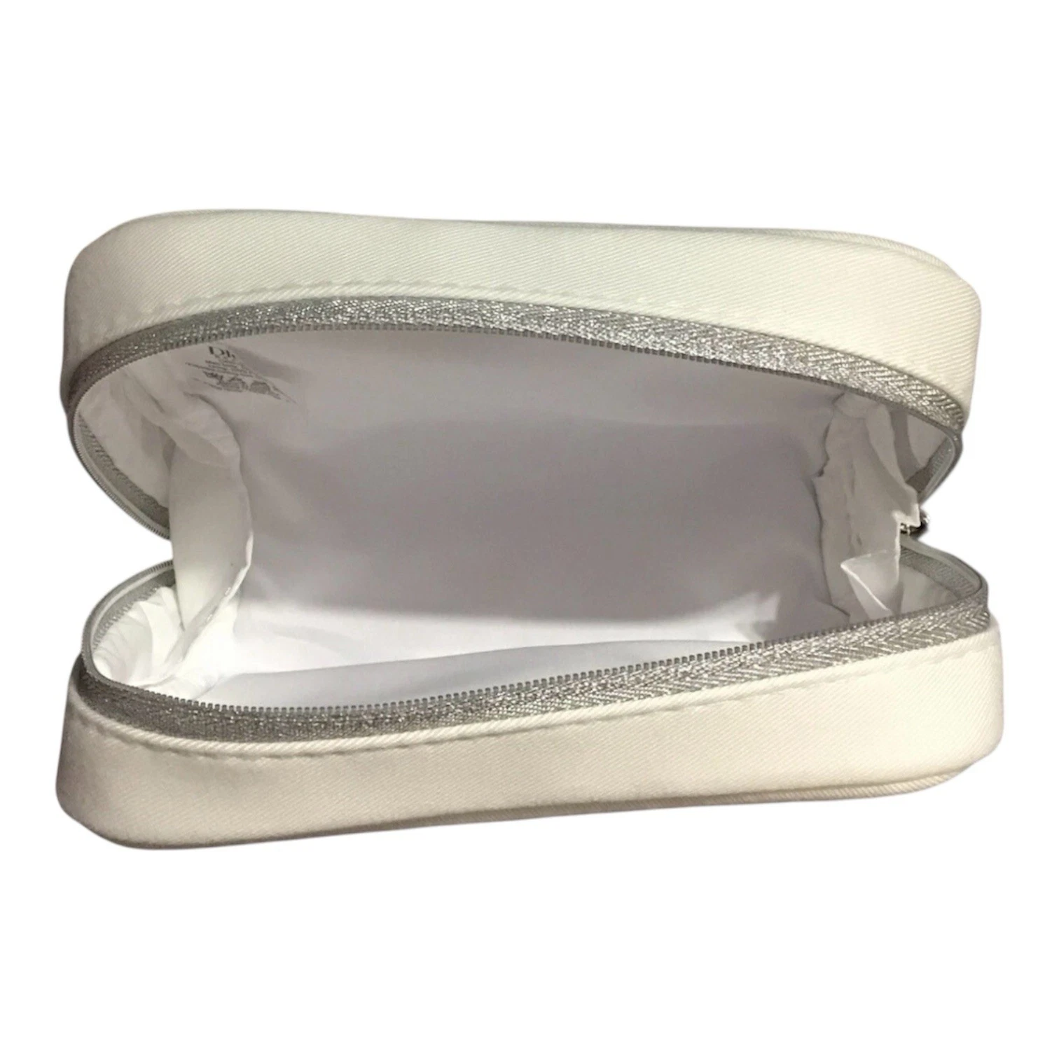 Dior Trousse Pouch White Embroidered Silver Zipper New In Box - photo 3