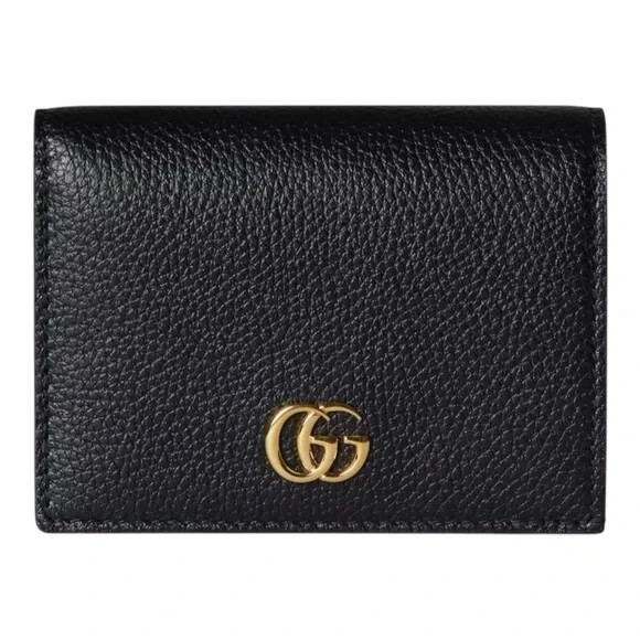 GUCCI GG Marmont Black Pebbled Leather Case Small Wallet