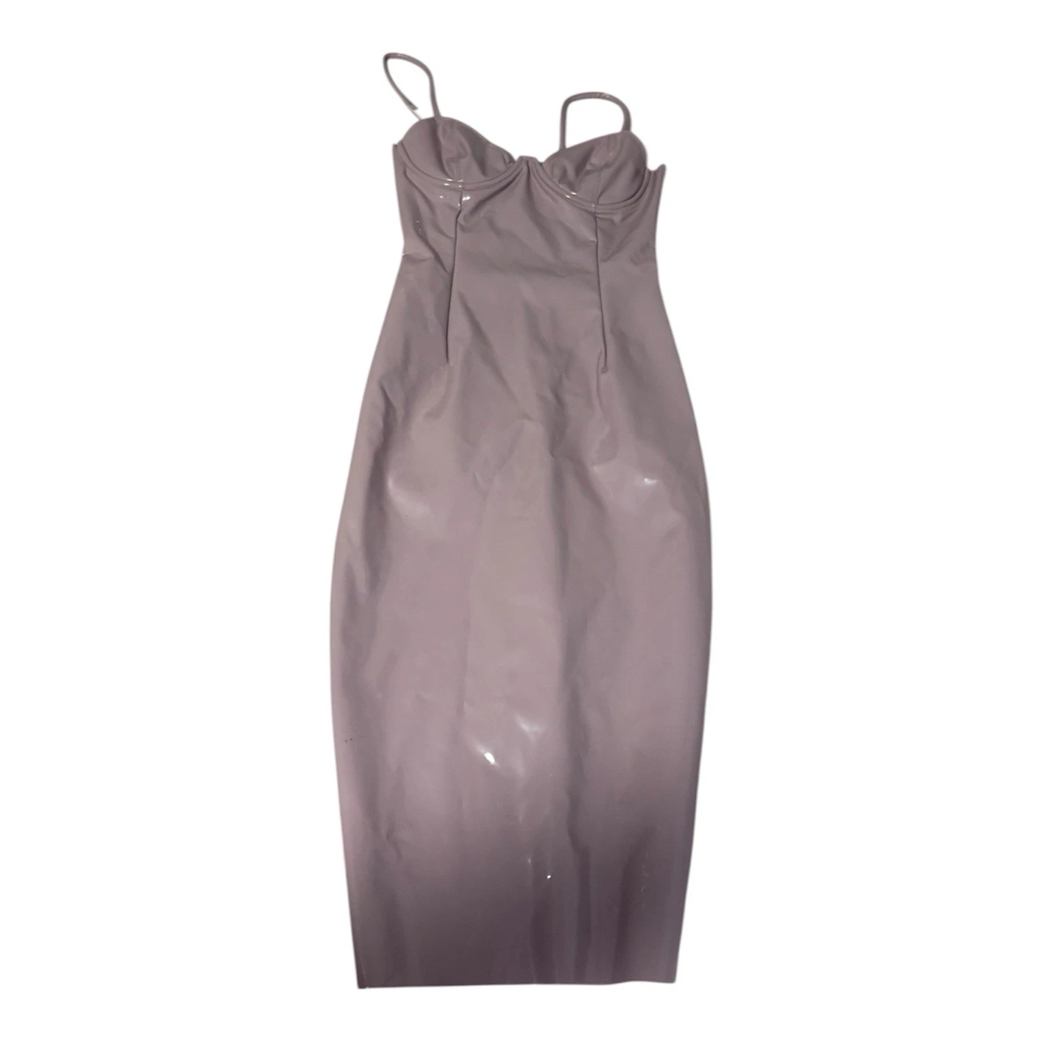 Oh Polly "On Cloud Shine" Vinyl Latex Midi Dress - Lilac Grey - - photo 2