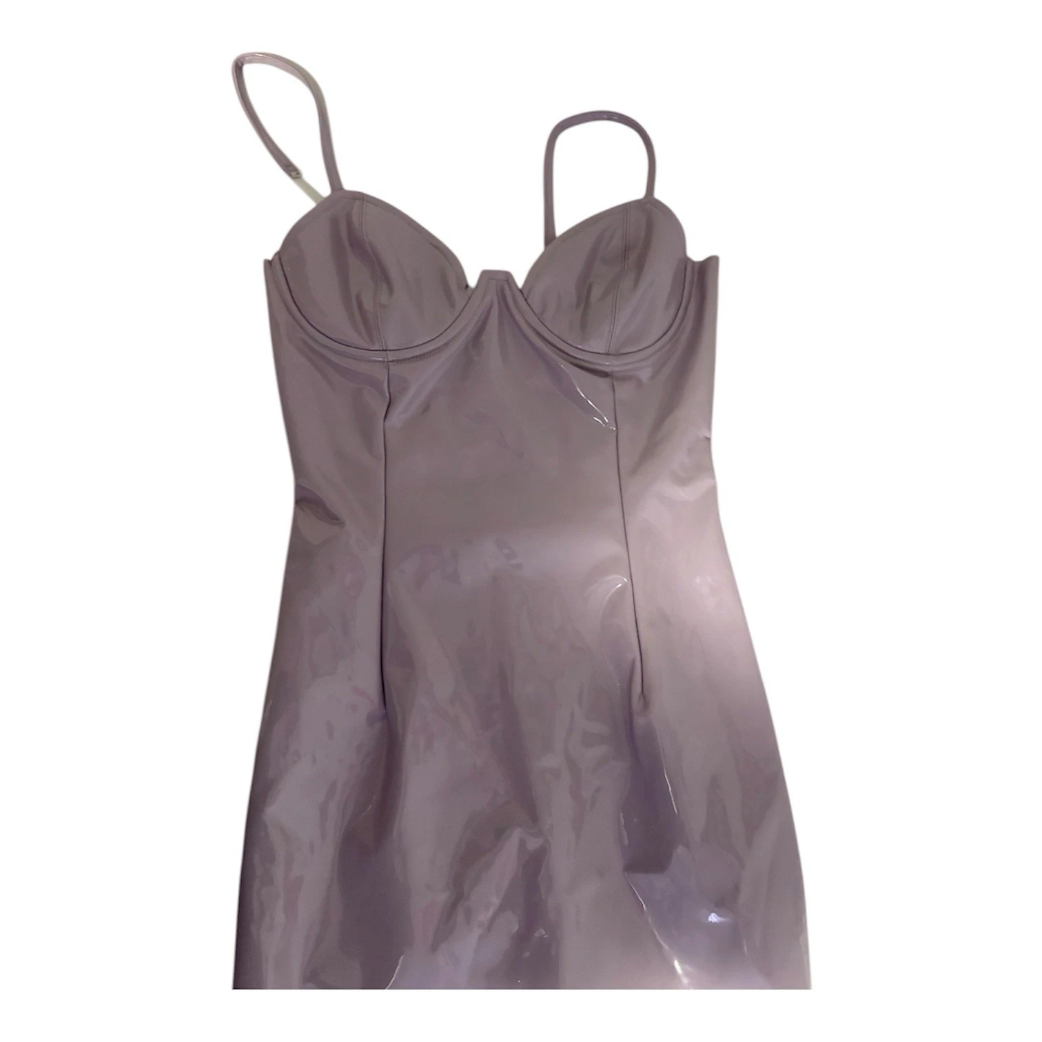 Oh Polly "On Cloud Shine" Vinyl Latex Midi Dress - Lilac Grey - - photo 3