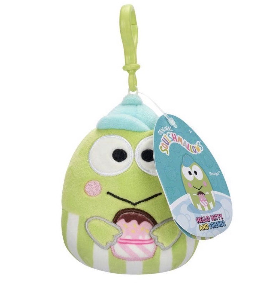 Sanrio Keroppi w/Cupcake Jazwares Squishmallows Keychain NWT